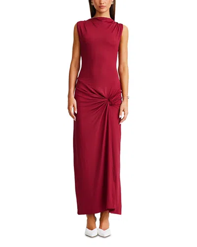 Sndys Anura Twist Front Maxi Dress In Red
