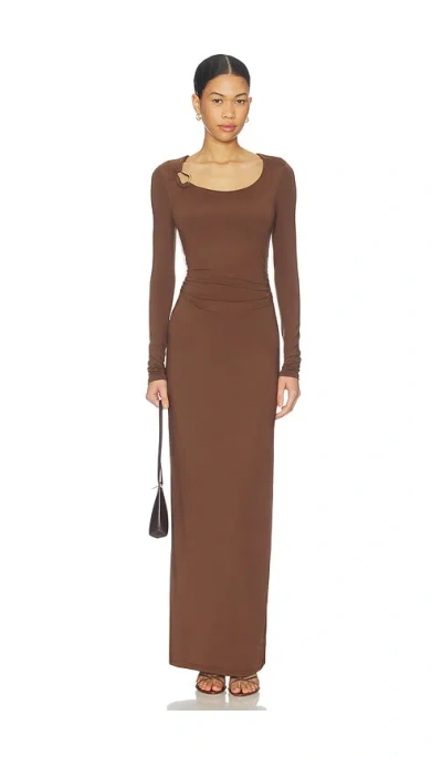 Sndys Ashley Scoop Neck Maxi Dress In Brown