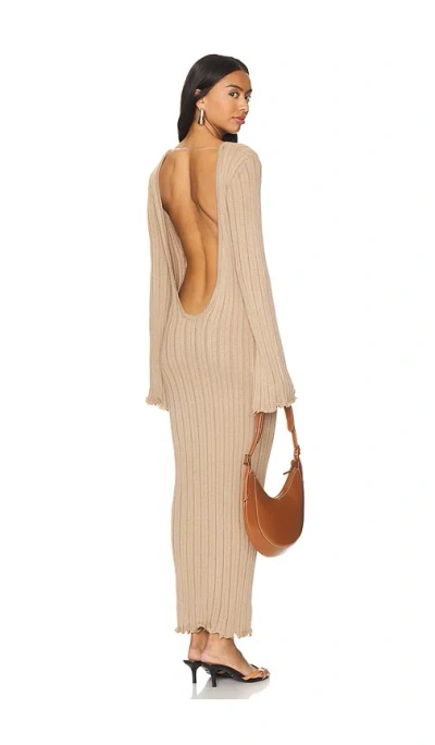 Sndys Baha Long Sleeve Maxi Dress In Tan