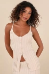 Sndys Baha Beige Ribbed Knit Button-front Cami Top In Beige