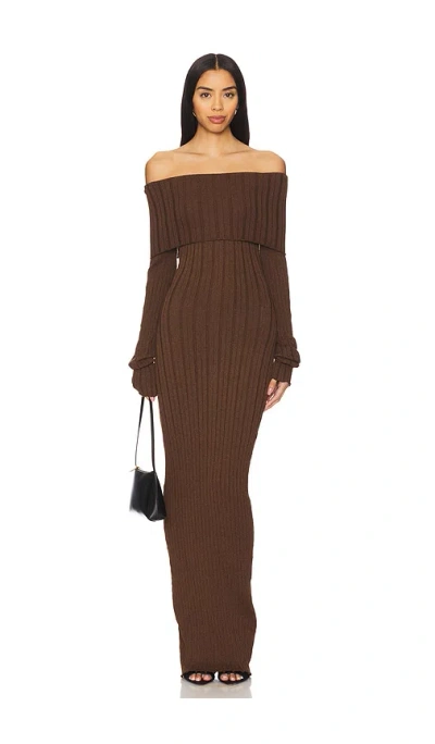 Sndys Baha Off The Shoulder Maxi Dress In Cocoa