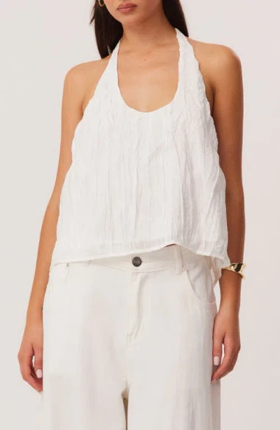 Sndys Brandi Crinkle Halter Top In White