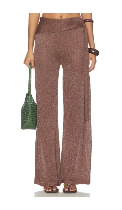 Sndys Celine Shimmer Pant In Brown