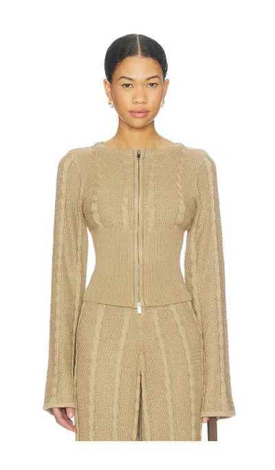 Sndys Cici Cable Knit Top In Brown