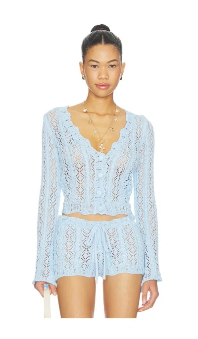 Sndys Crochet Cardigan In Blue