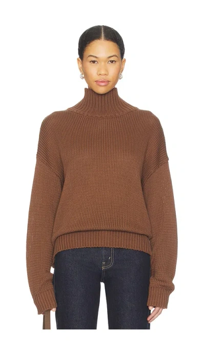 Sndys Elm High Neck Knit Jumper In Brown
