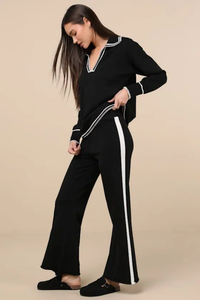 Sndys Emerson Black And White Knit Lounge Pants