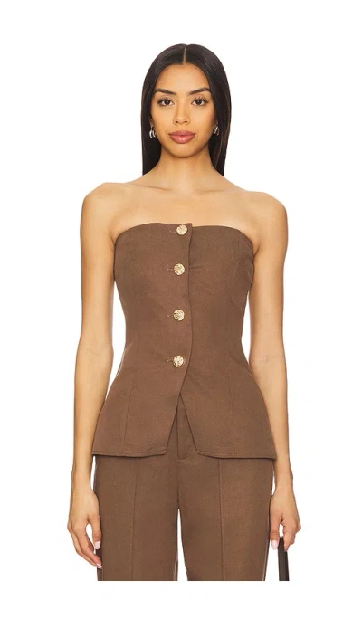 Sndys Emilie Strapless Top In Brown