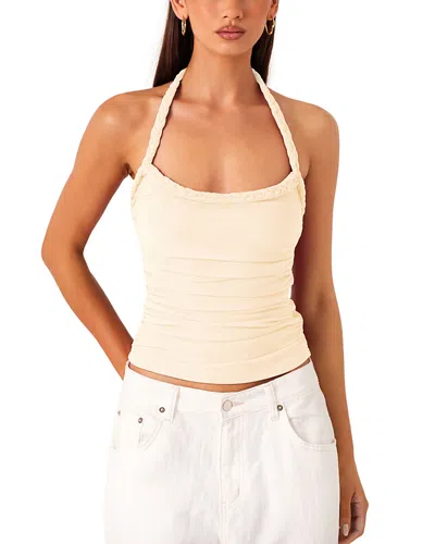 Sndys Gianna Ruched Halter Top In White
