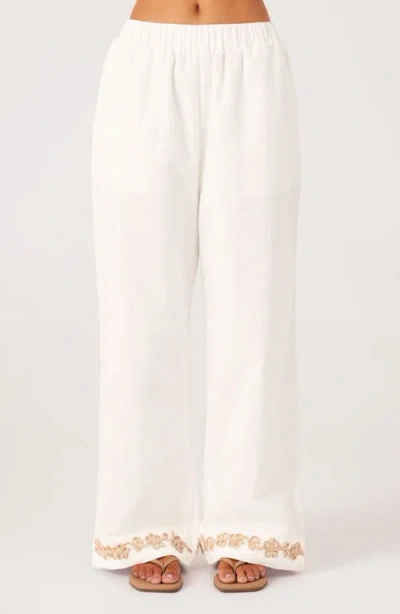 Sndys Ines Soutache Trim Linen & Cotton Pants In White