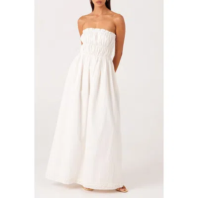 Sndys Ines Strapless Linen & Cotton Maxi Dress In Multi