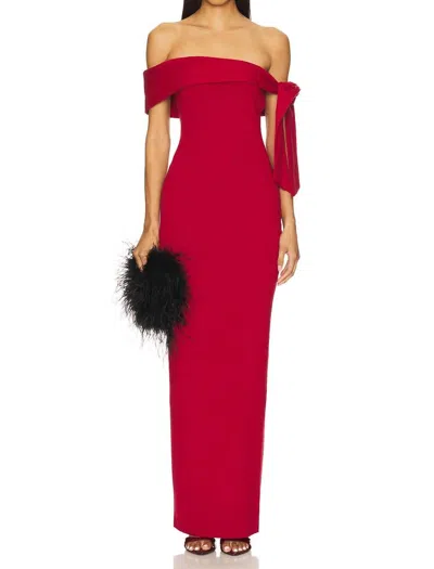 Sndys Jaymes Off Shoulder Maxi Dress In Deep Red