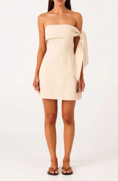 Sndys Jaymie Strapless Linen & Cotton Minidress In Brown