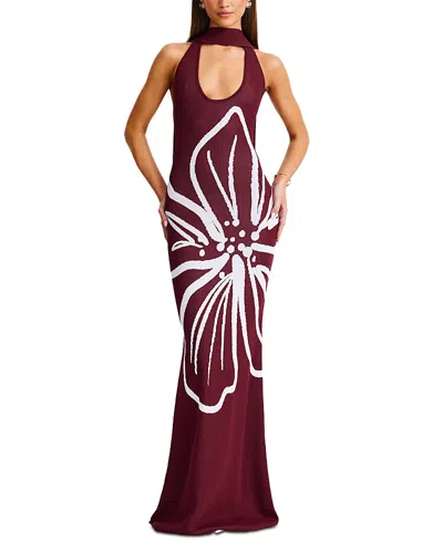 Sndys Jemima Halter Neck Maxi Dress In Red