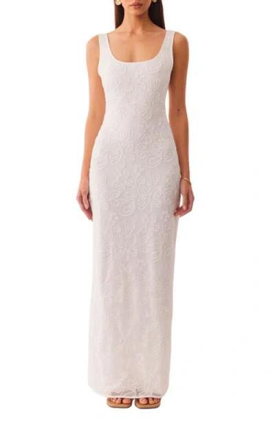 Sndys Jocelyn Soutache Floral Maxi Dress In White