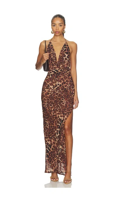 Sndys Johanna Leopard Maxi Dress In Brown