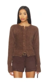Sndys Kailey Fluffy Knit Cardigan In Brown