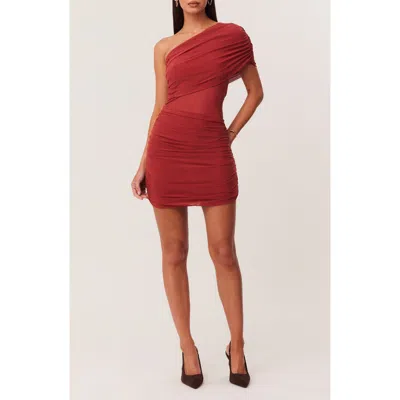 Sndys Kimberly One-shoulder Minidress In Burgundy