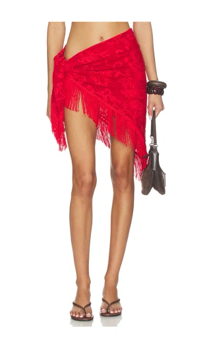 Sndys Lace Wrap Skirt In Red