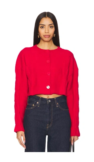 Sndys Laine Cable Cardigan In Red