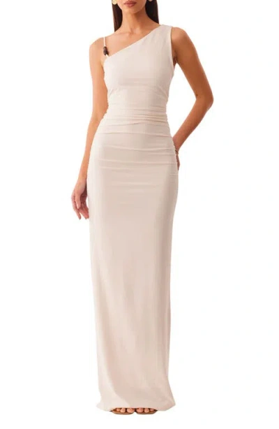 Sndys Lana One-shoulder Maxi Dress In Neutral