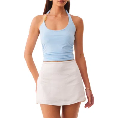 Sndys Lexie Twist Beaded Halter Neck Tank In Blue