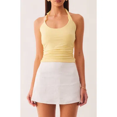Sndys Lexie Twist Beaded Halter Neck Tank In Yellow