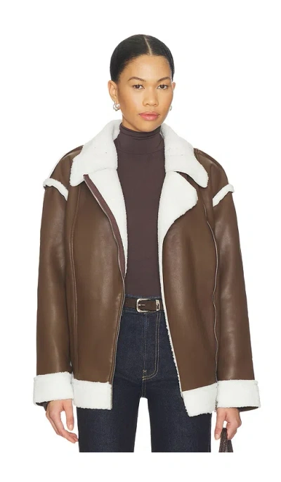 Sndys London Oversized Biker Jacket In Brown