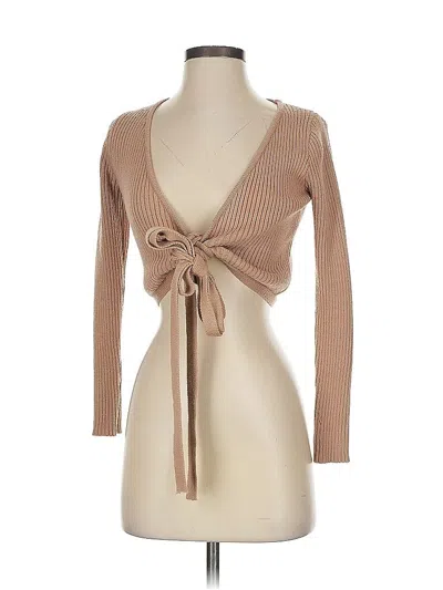 Pre-owned Sndys Long Sleeve Top Brown Plunge Neckline Tops