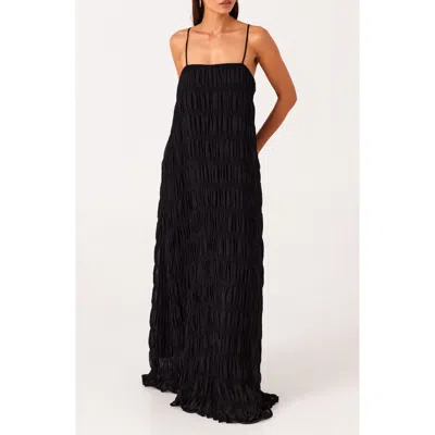 Sndys Louisiana Smock Maxi Dress In Black