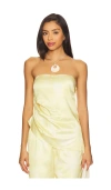 Sndys Satin Bandeau Asymmetric Hem Top