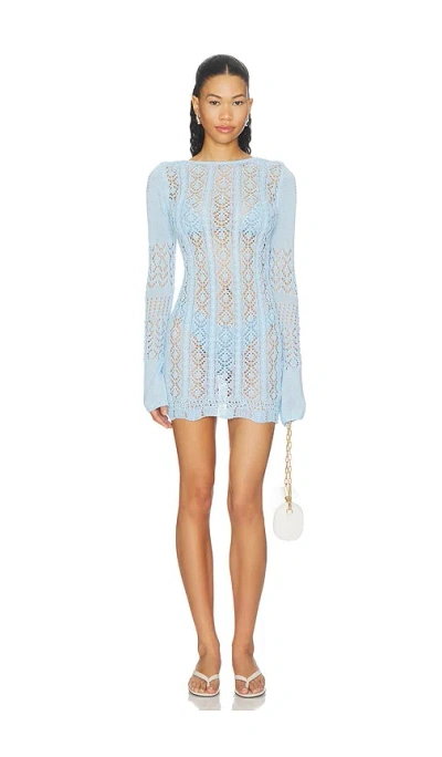 Sndys Mattie Crochet Mini Dress In Blue