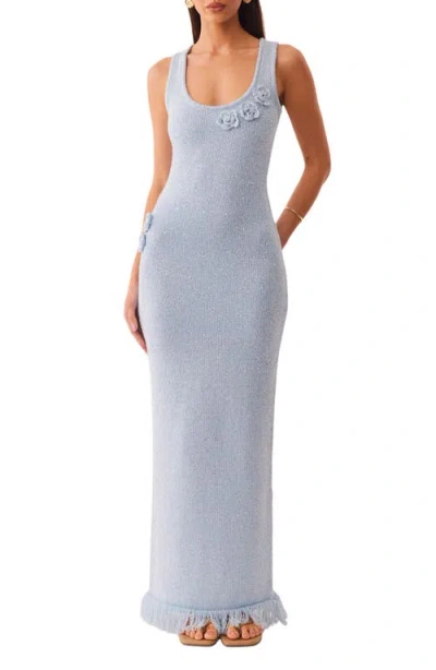 Sndys Monroe Reversible Metallic Knit Maxi Sweater Dress In Blue