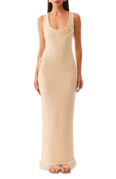 Sndys Monroe Reversible Metallic Knit Maxi Sweater Dress In Neutral