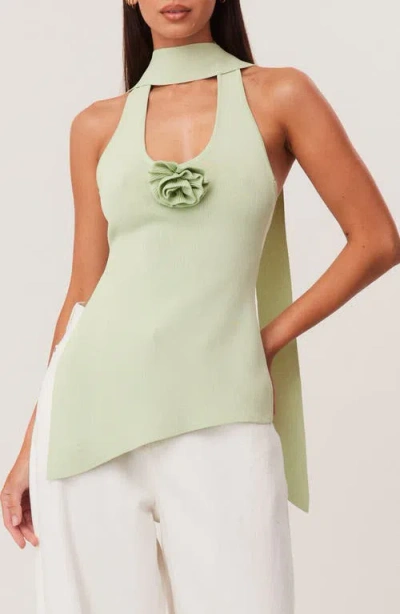 Sndys Naia Scarf Halter Sweater Tank In Green