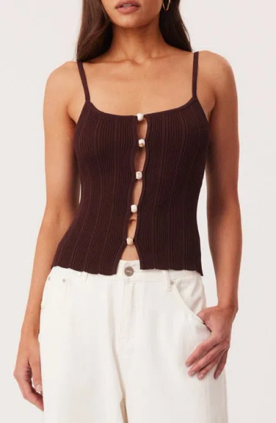 Sndys Odessa Bead Lined Rib Camisole In Brown