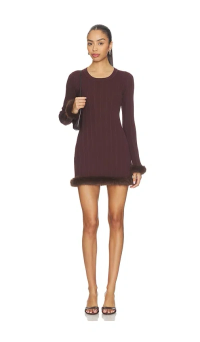 Sndys Pearse Faux Fur Mini Dress In Brown