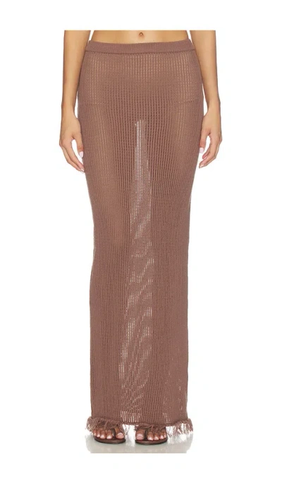 Sndys Priya Crochet Maxi Skirt In Brown