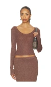 Sndys Rumer Long Sleeve Knit Top In Brown
