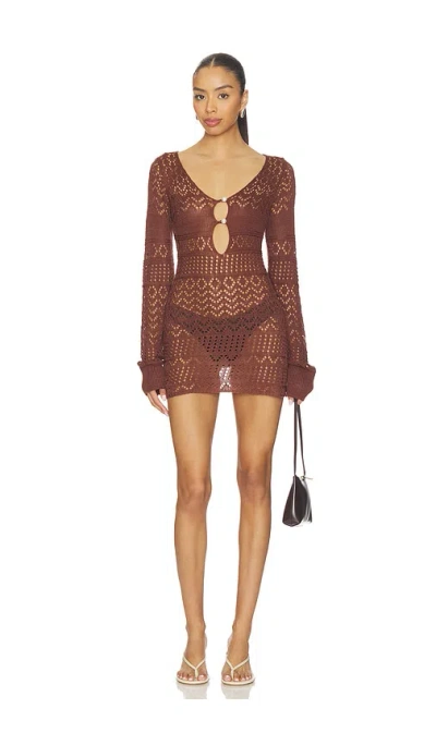 Sndys Shani Crochet Mini Dress In Brown