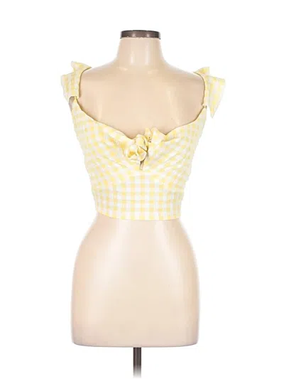 Pre-owned Sndys Sleeveless Top Yellow Sweetheart Neckline Tops