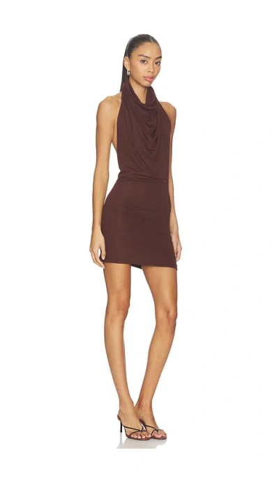 Sndys Sonia High Neck Mini Dress In Brown
