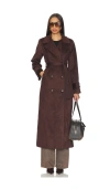 Sndys Sutton Faux Suede Trench Coat In Brown