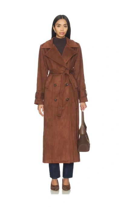 Sndys Sutton Faux Suede Trench Coat In Multi