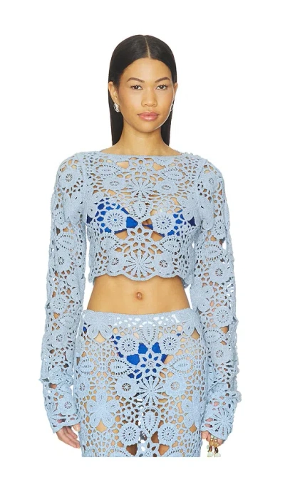 Sndys Tala Crochet Top In Blue