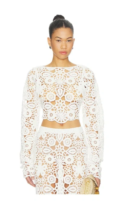 Sndys Tala Crochet Top In White