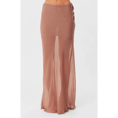 Sndys Tamara Sheer Maxi Skirt In Brown