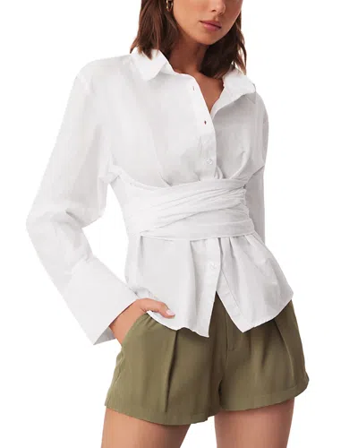 Sndys Teigan Cinched Cotton Button Front Shirt In White