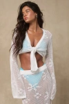 Sndys Terra White Crochet Floral Reversible Swim Cover-up Top In White