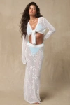 Sndys Terra White Crochet Knit Maxi Swim Cover-up Skirt